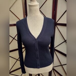 Banana Republic Ribbed Cardigan Sweater - Navy Blue - NWT - XS
